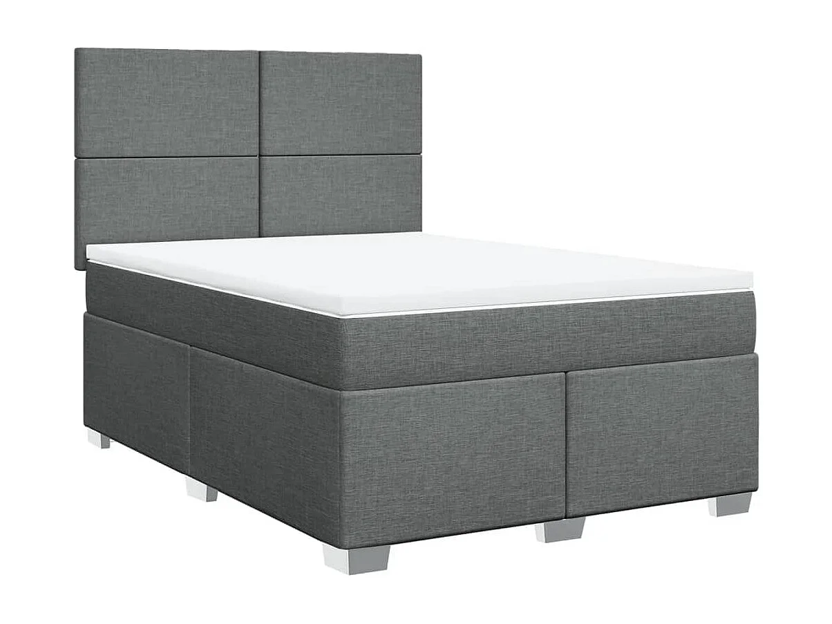 Giroletto a Molle con Materasso Grigio Scuro 160x200 cm Tessuto