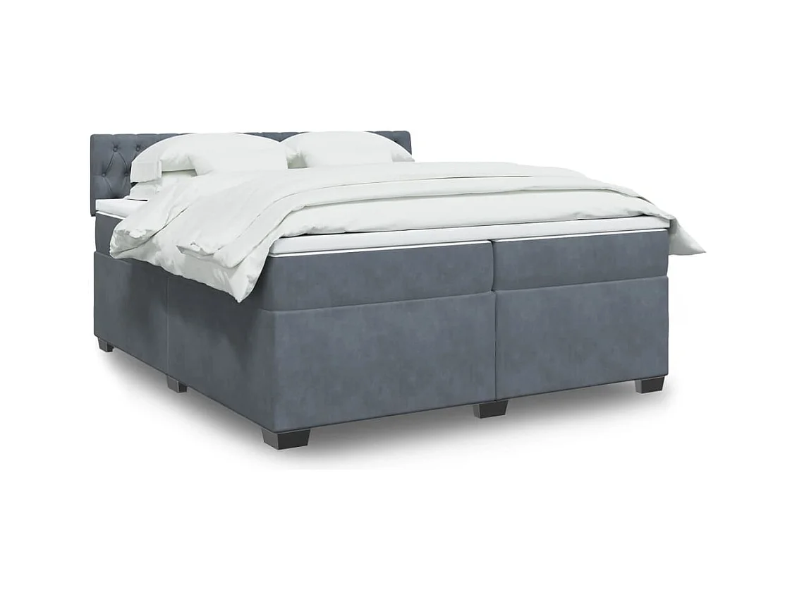 Boxspring met matras fluweel donkergrijs 200x200 cm