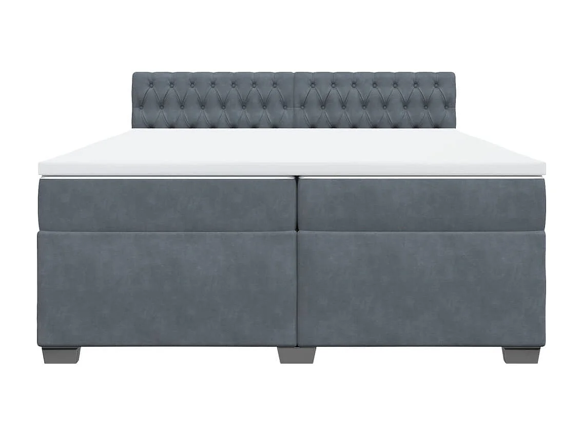 Sommier à lattes de lit et matelas Gris foncé 200x200cm Velours