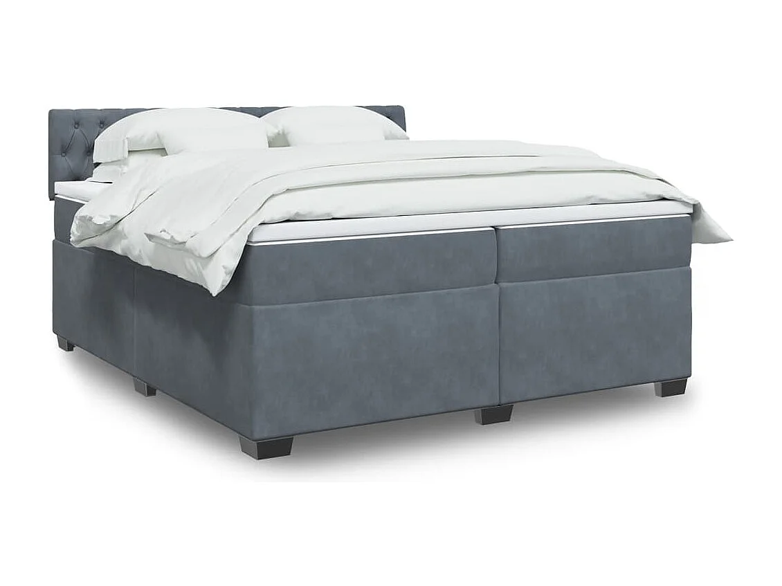 Sommier à lattes de lit et matelas Gris foncé 200x200cm Velours