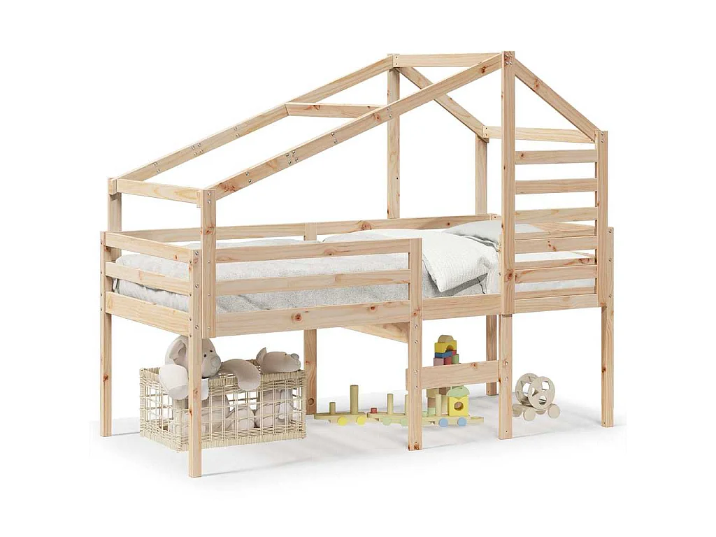 Lit haut sans matelas 75x190 cm bois de pin massif