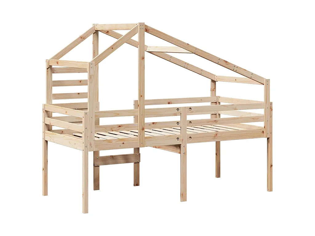 Lit haut sans matelas 75x190 cm bois de pin massif