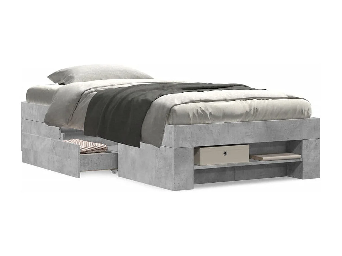 Cadre de lit sans matelas gris béton 90x200cm bois d'ingénierie