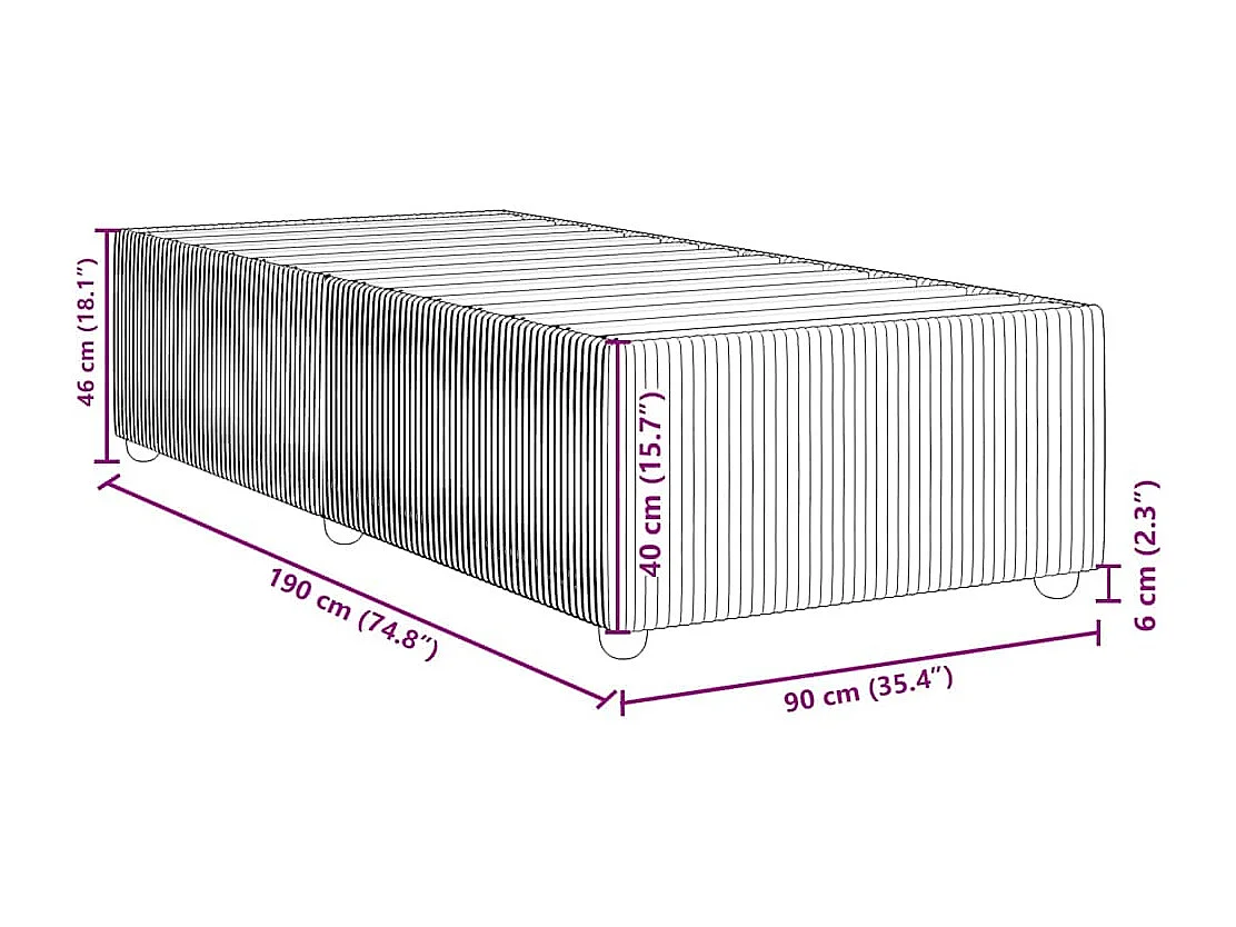 Cadre de lit sans matelas gris clair 90x190 cm velours