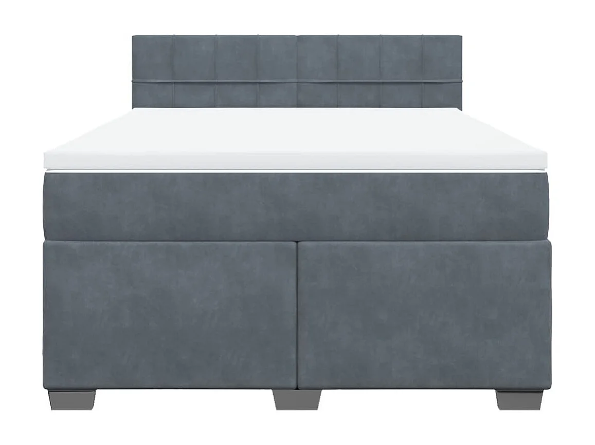 Cama box spring con colchón terciopelo gris oscuro 140x190 cm