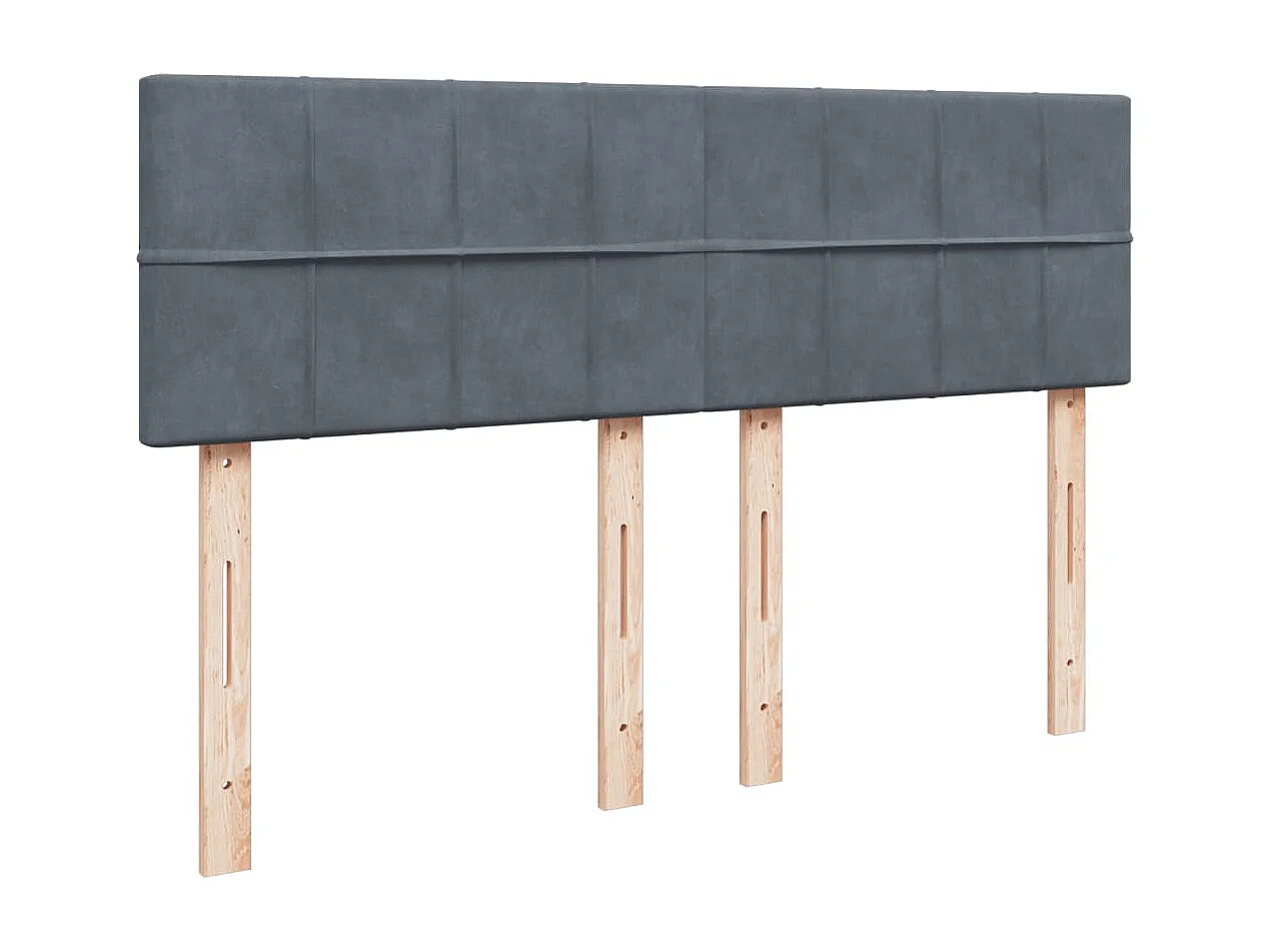 Cama box spring con colchón terciopelo gris oscuro 140x190 cm