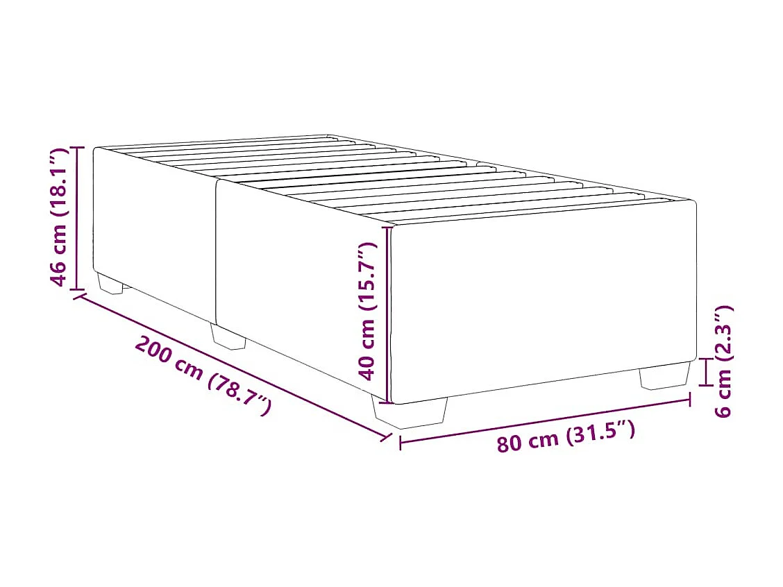 Cadre de lit sans matelas vert foncé 80x200 cm velours