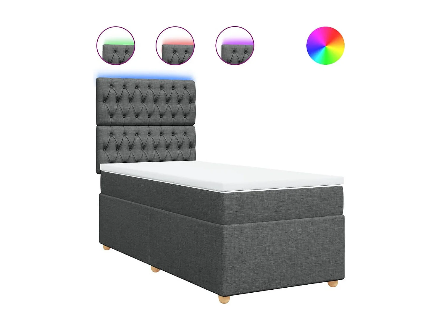 Sommier à lattes de lit avec matelas Gris foncé 90x200 cm Tissu