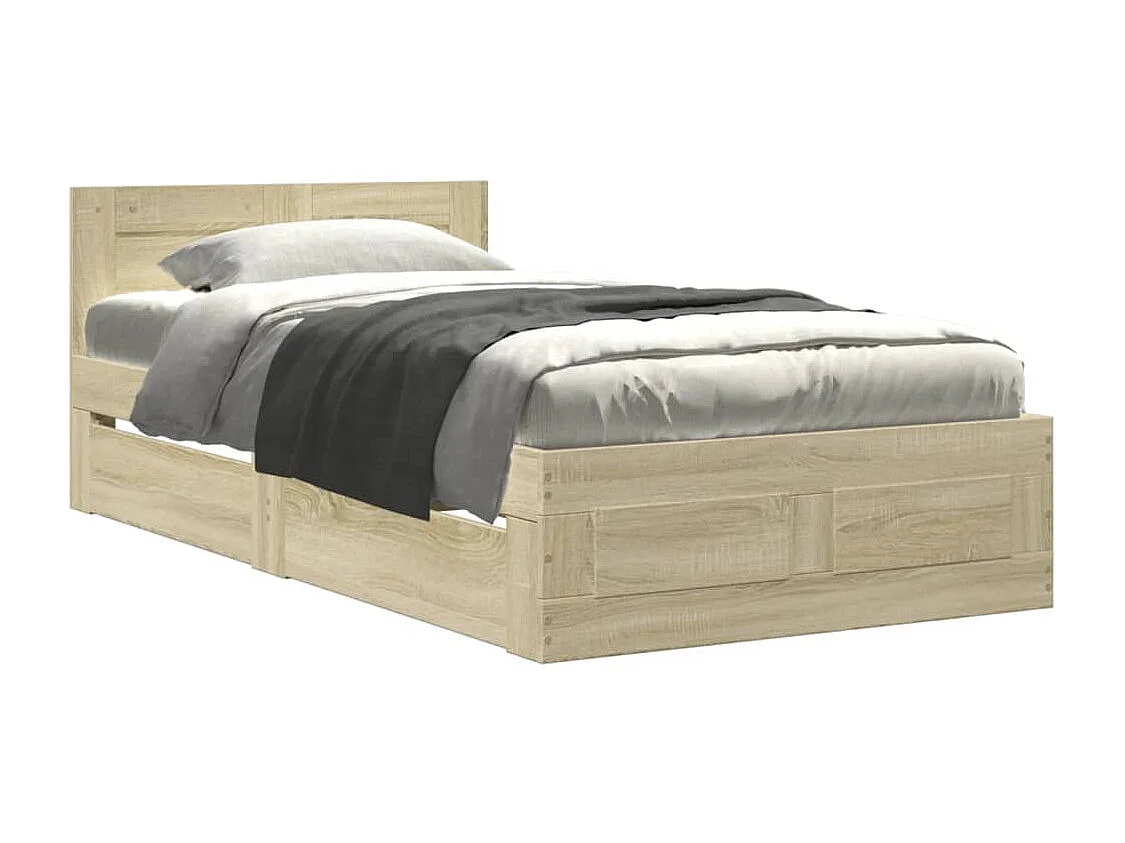 Bedframe met hoofdbord bewerkt hout sonoma eiken 75x190 cm