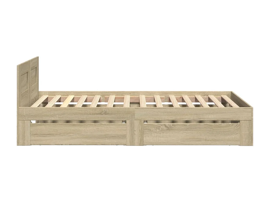 Bedframe met hoofdbord bewerkt hout sonoma eiken 75x190 cm
