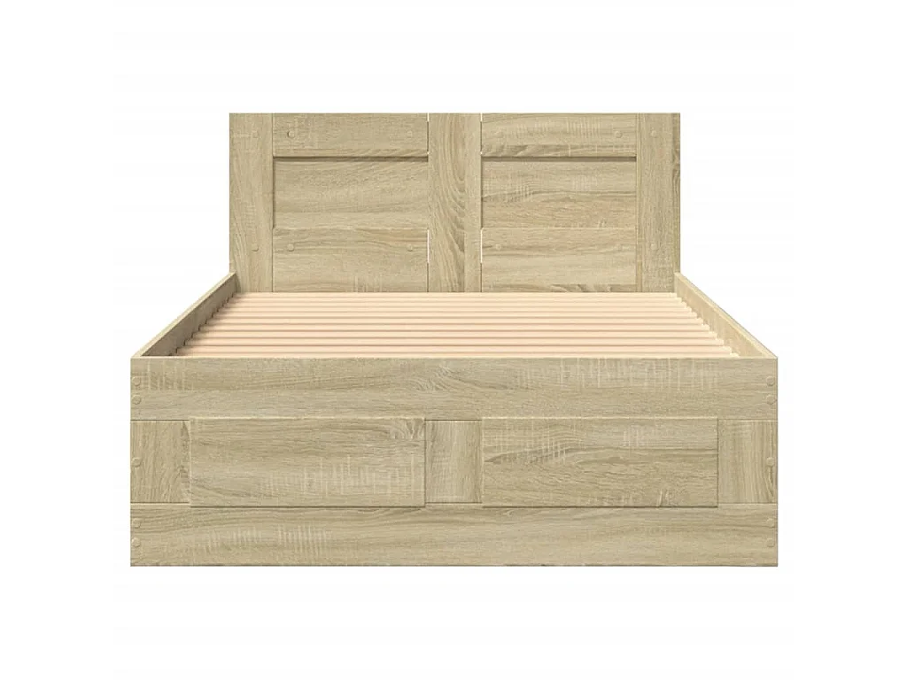 Bedframe met hoofdbord bewerkt hout sonoma eiken 75x190 cm