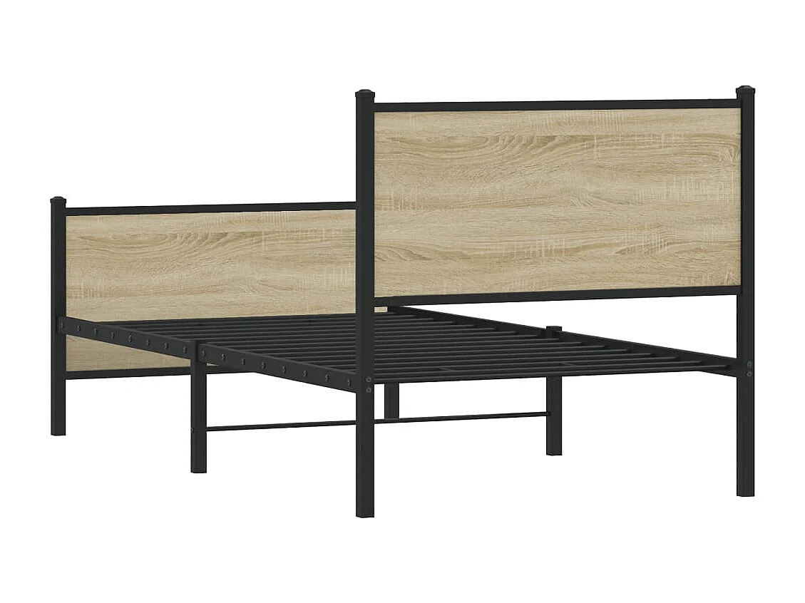 Cadre de lit en métal sans matelas chêne sonoma 90x200 cm