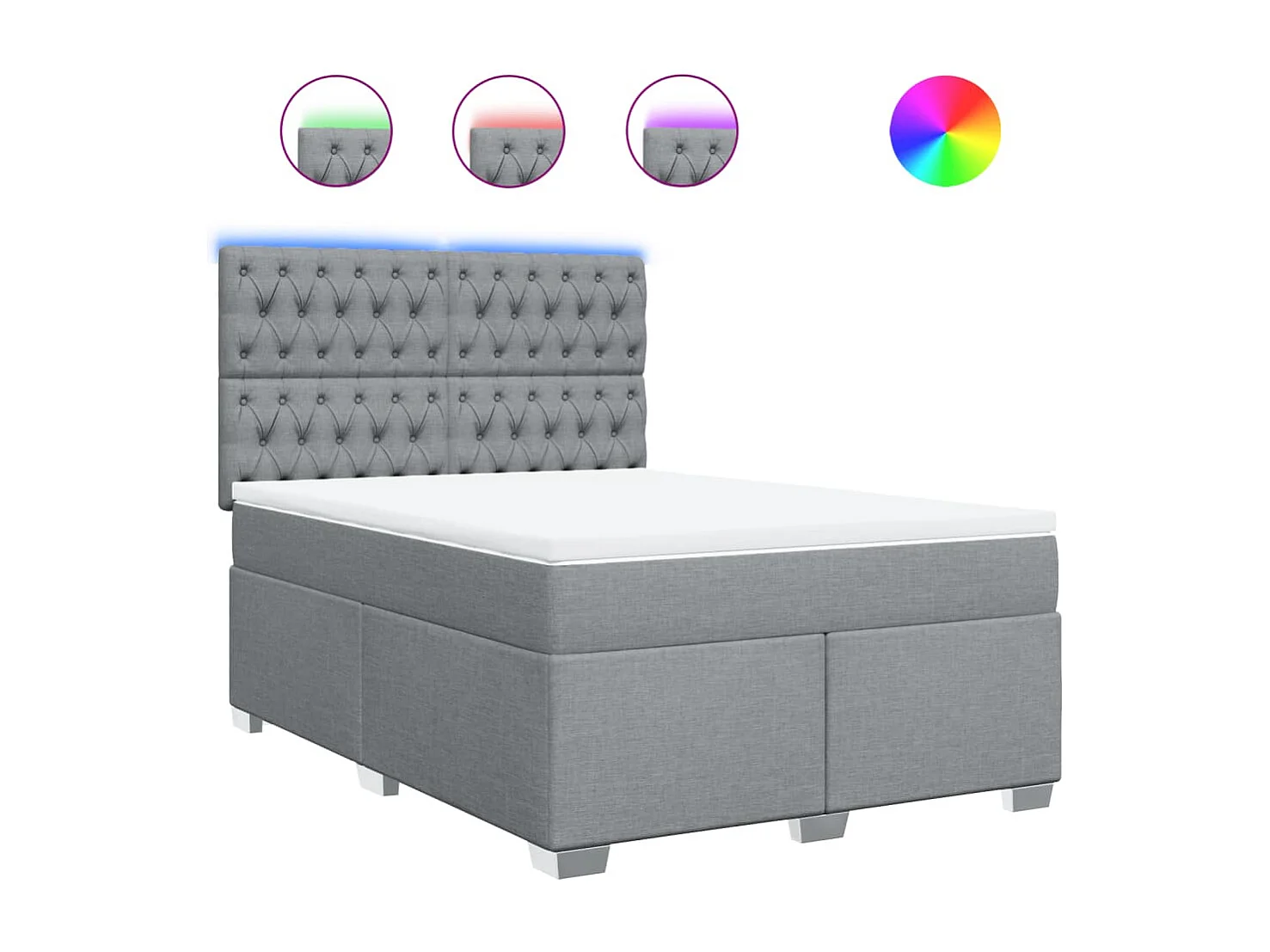 Cama box spring con colchón tela gris claro 160x200 cm