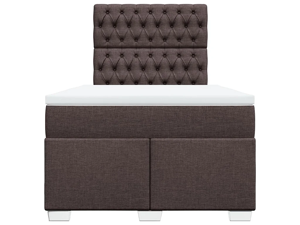 Cama box spring con colchón tela marrón oscuro 120x190 cm
