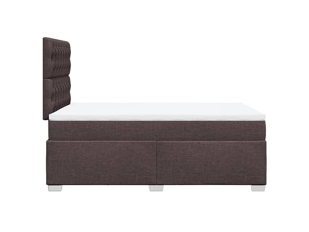 Cama box spring con colchón tela marrón oscuro 120x190 cm