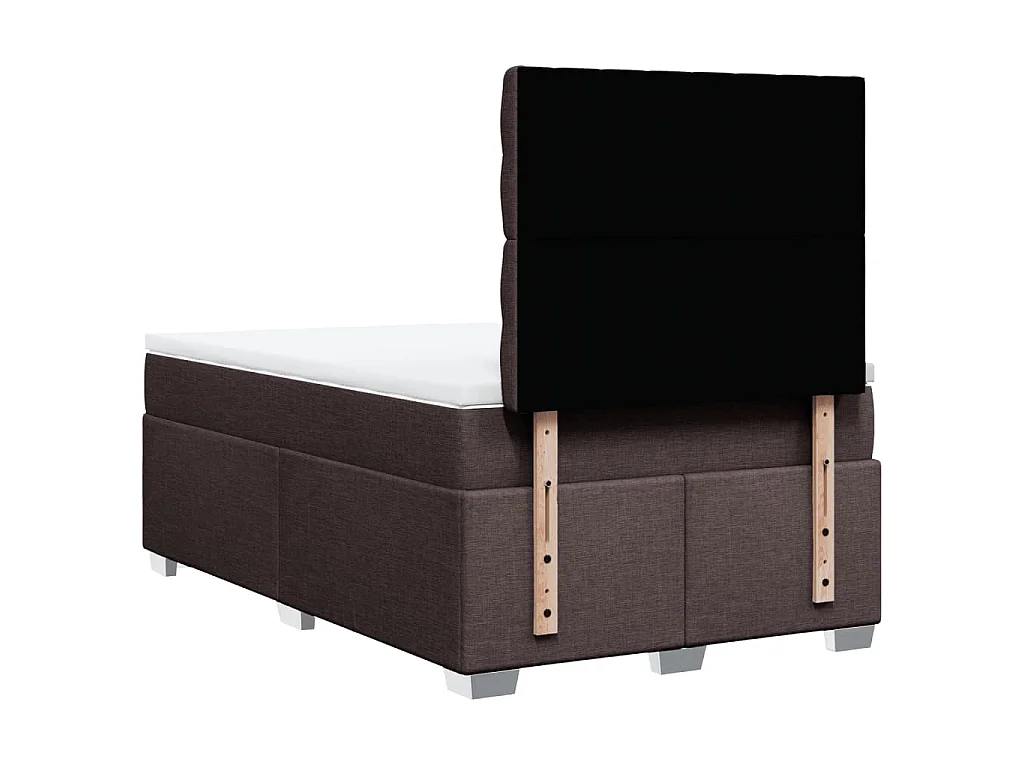 Cama box spring con colchón tela marrón oscuro 120x190 cm