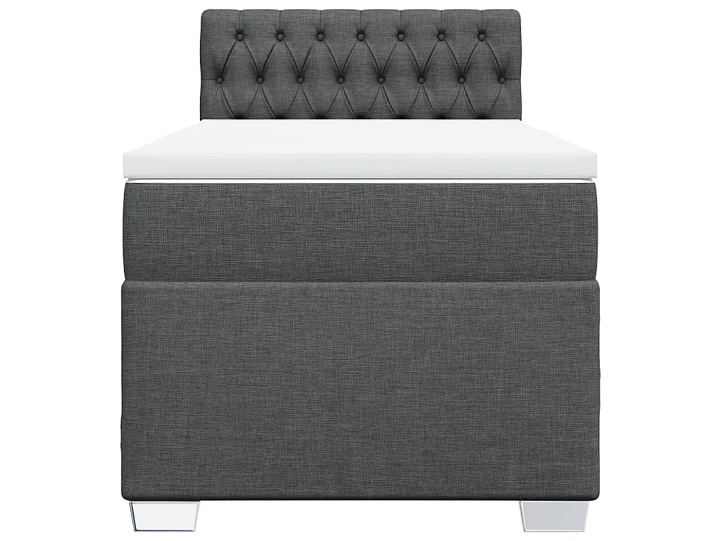Cama box spring con colchón tela gris oscuro 100x200 cm