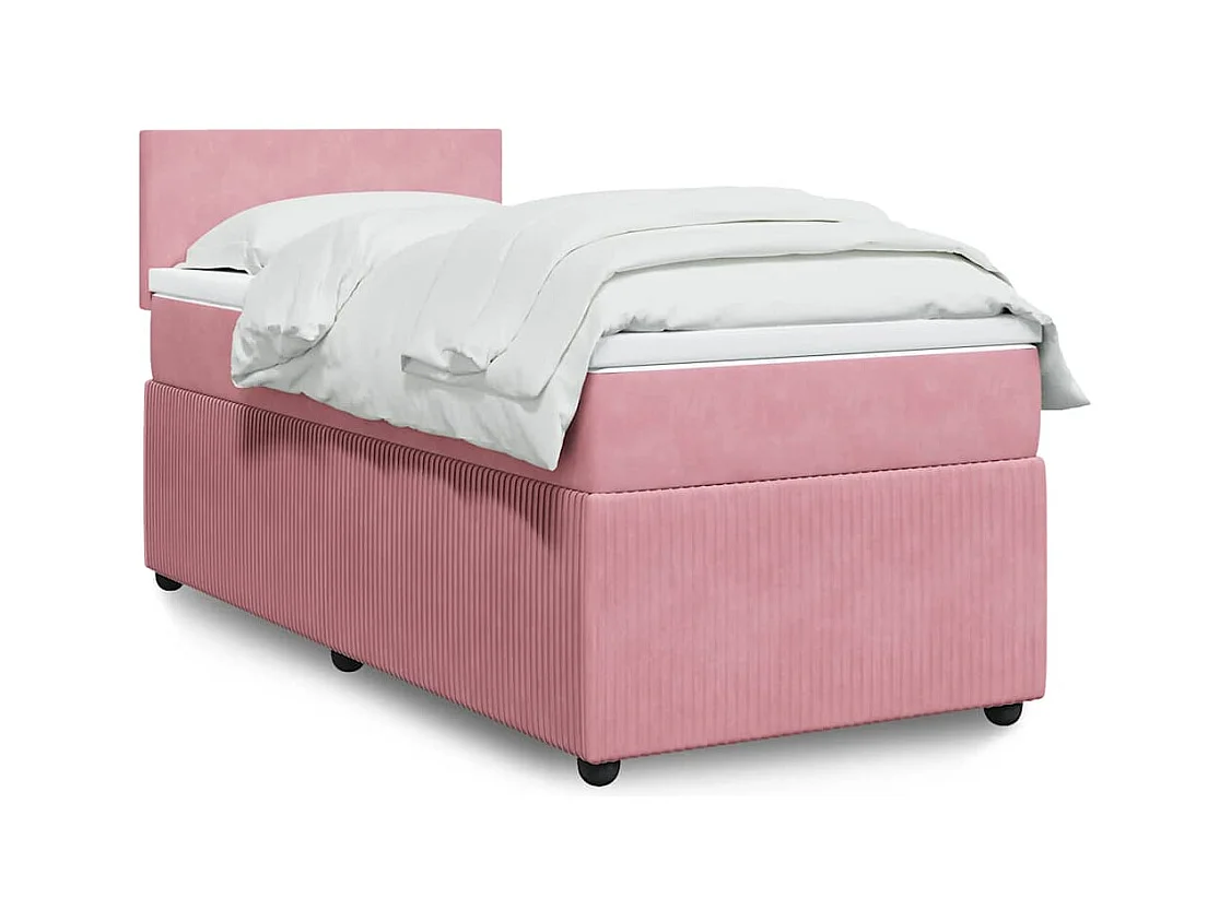 Boxspring met matras fluweel roze 100x200 cm