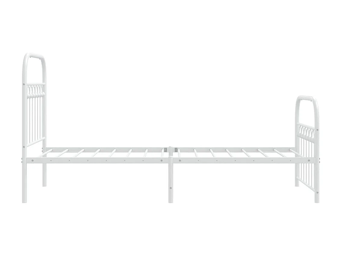 Cadre de lit métal sans matelas avec pied de lit blanc 80x200cm
