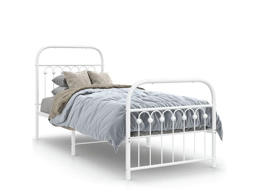 Bedframe met hoofd- en voeteneinde metaal wit 80x200 cm