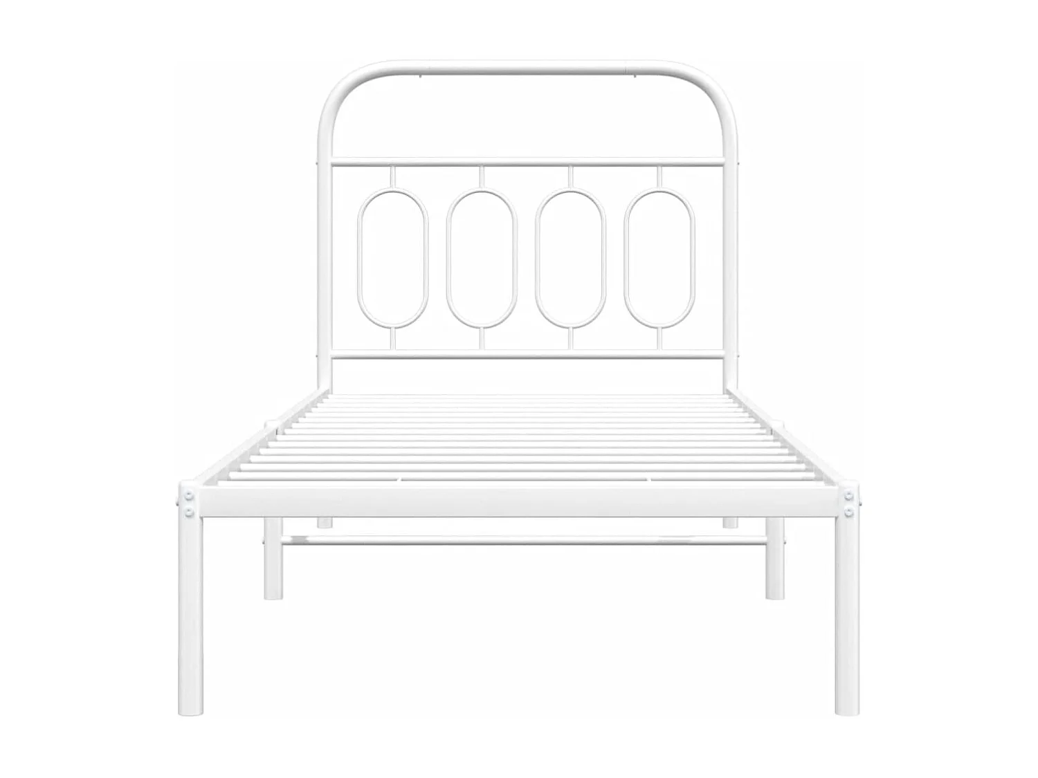 Cadre de lit métal sans matelas avec tête de lit blanc 90x190cm