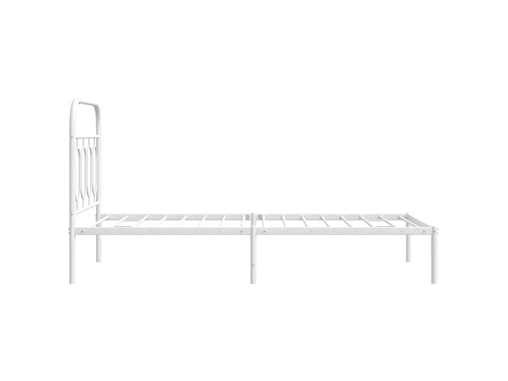 Cadre de lit métal sans matelas avec tête de lit blanc 90x190cm