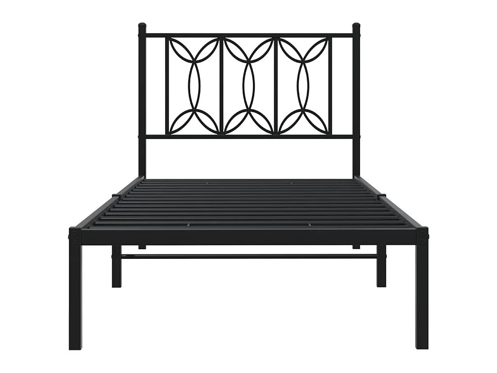 Bedframe met hoofdbord metaal zwart 80x200 cm