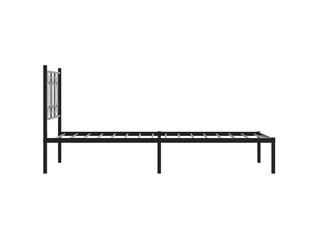 Bedframe met hoofdbord metaal zwart 80x200 cm