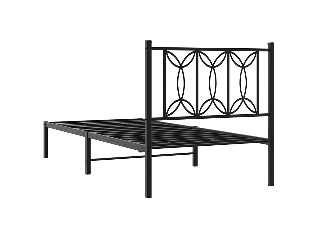 Bedframe met hoofdbord metaal zwart 80x200 cm