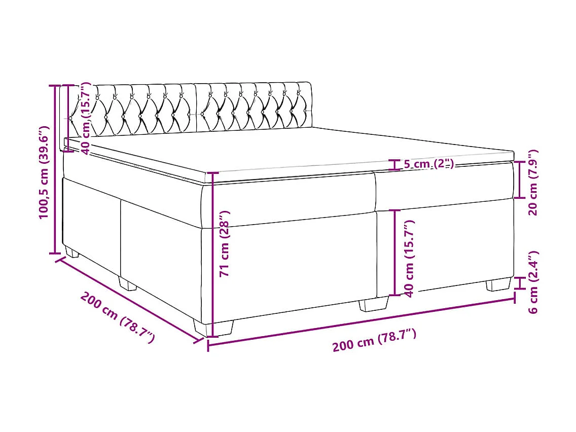 Boxspring met matras fluweel blauw 200x200 cm