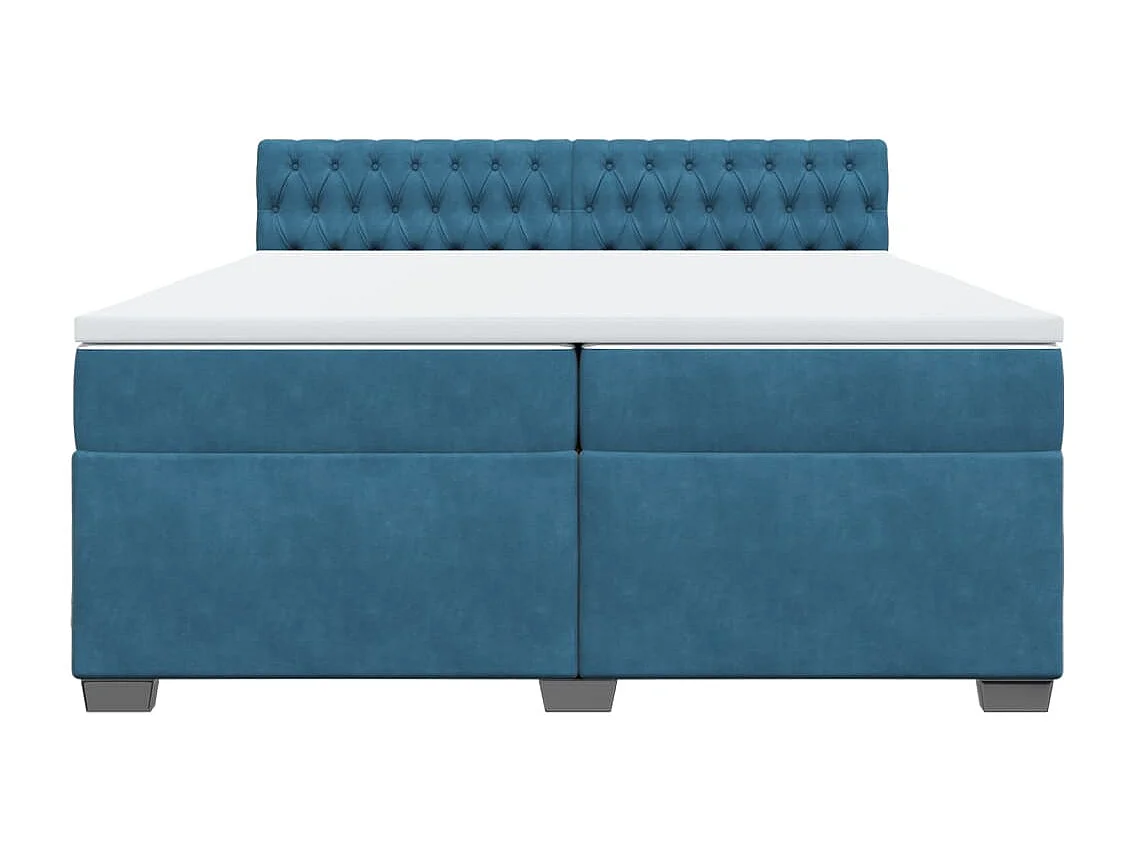 Boxspring met matras fluweel blauw 200x200 cm