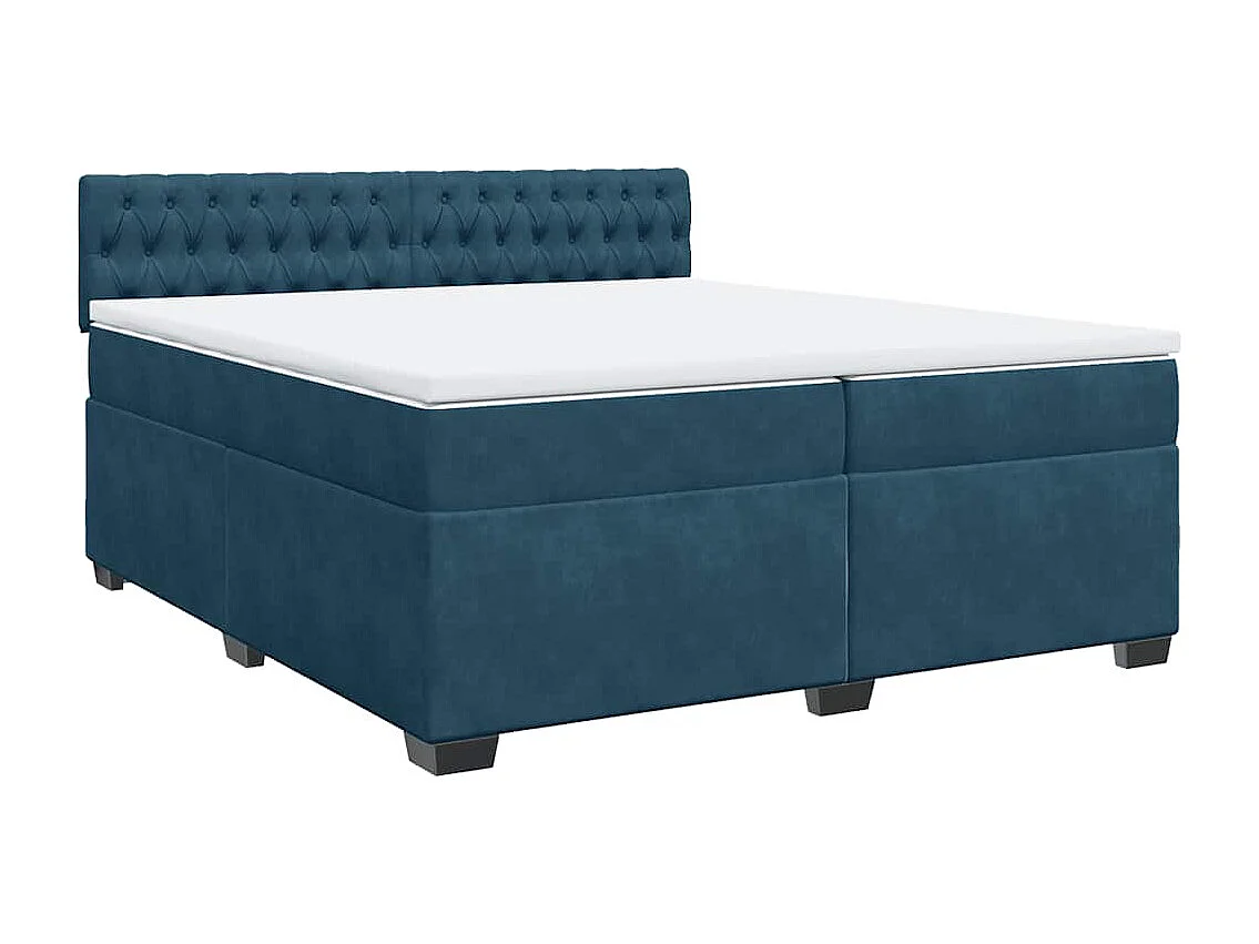 Sommier à lattes de lit et matelas Bleu 200x200 cm velours