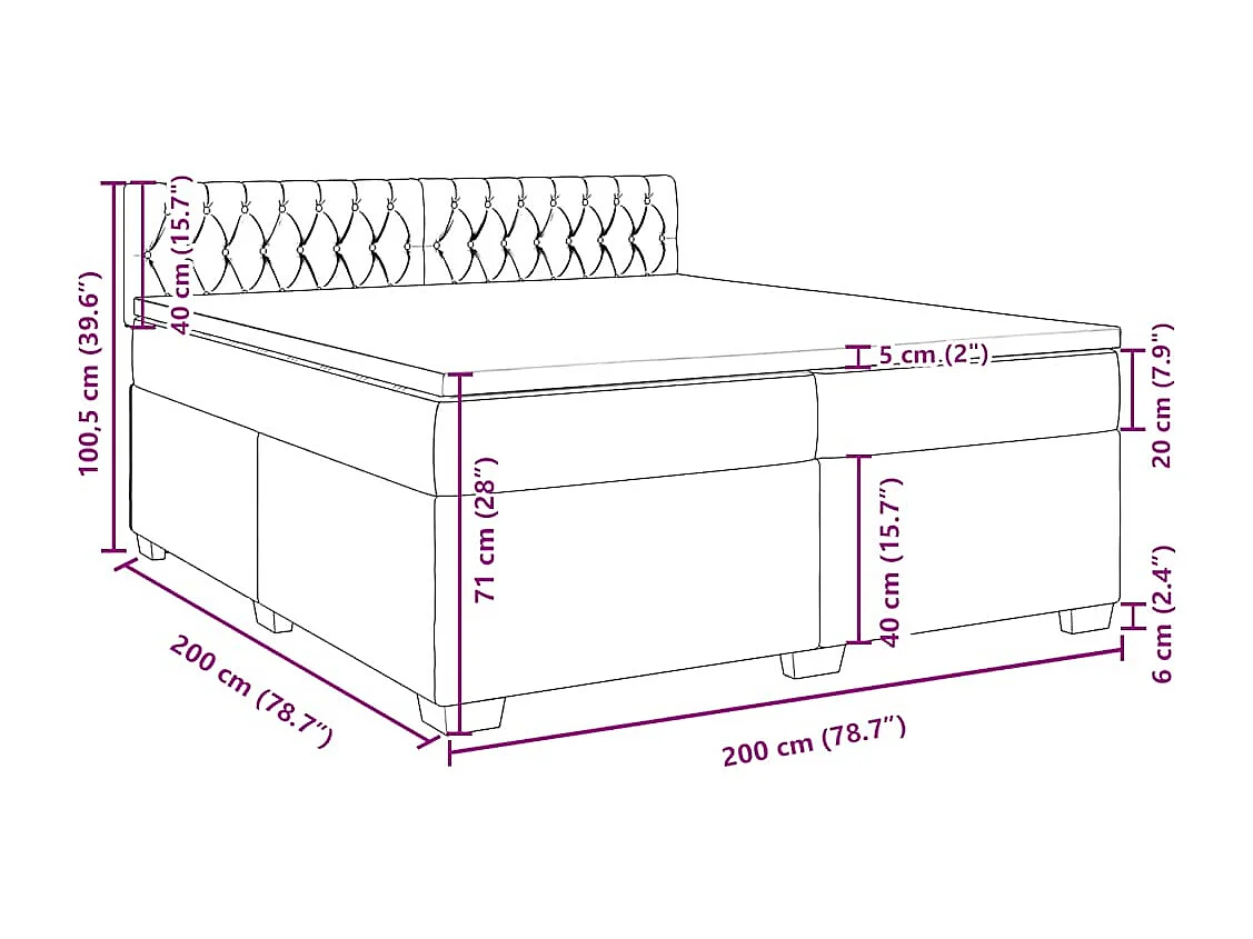 Sommier à lattes de lit et matelas Bleu 200x200 cm velours