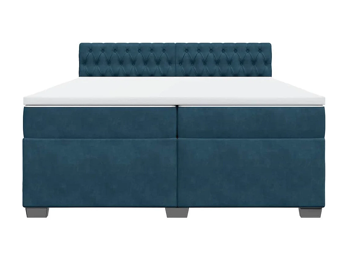 Sommier à lattes de lit et matelas Bleu 200x200 cm velours