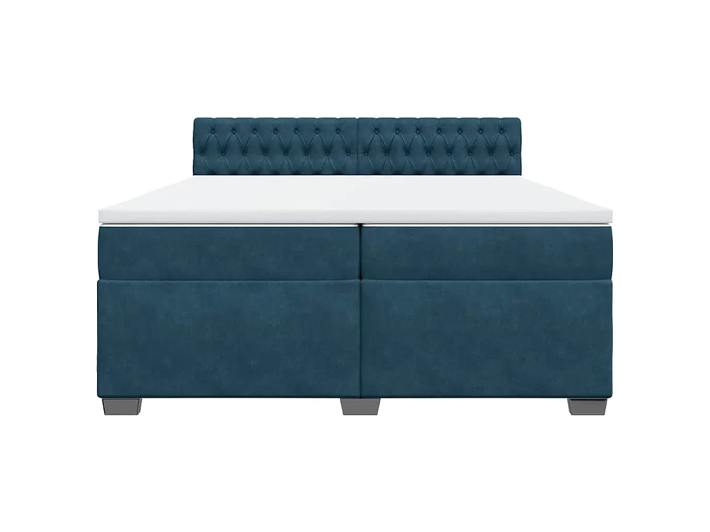 Cama box spring con colchón terciopelo azul 200x200 cm
