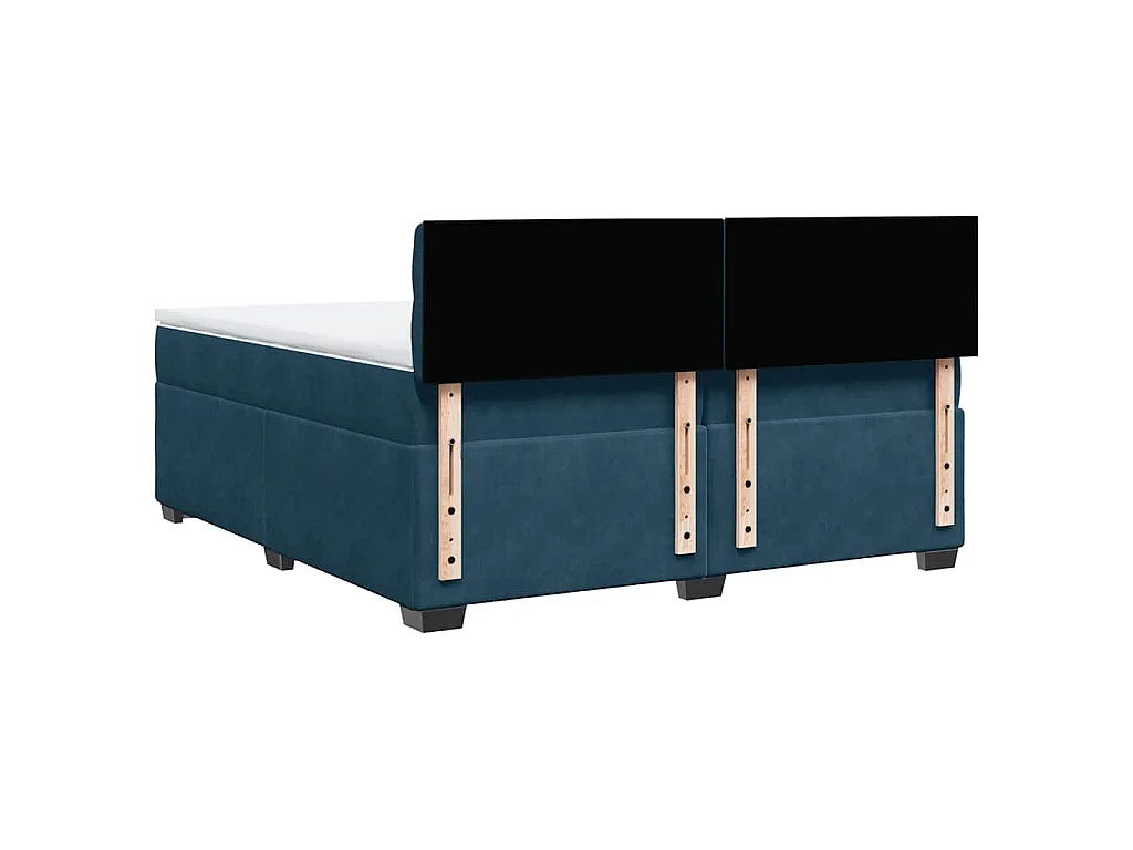 Cama box spring con colchón terciopelo azul 200x200 cm