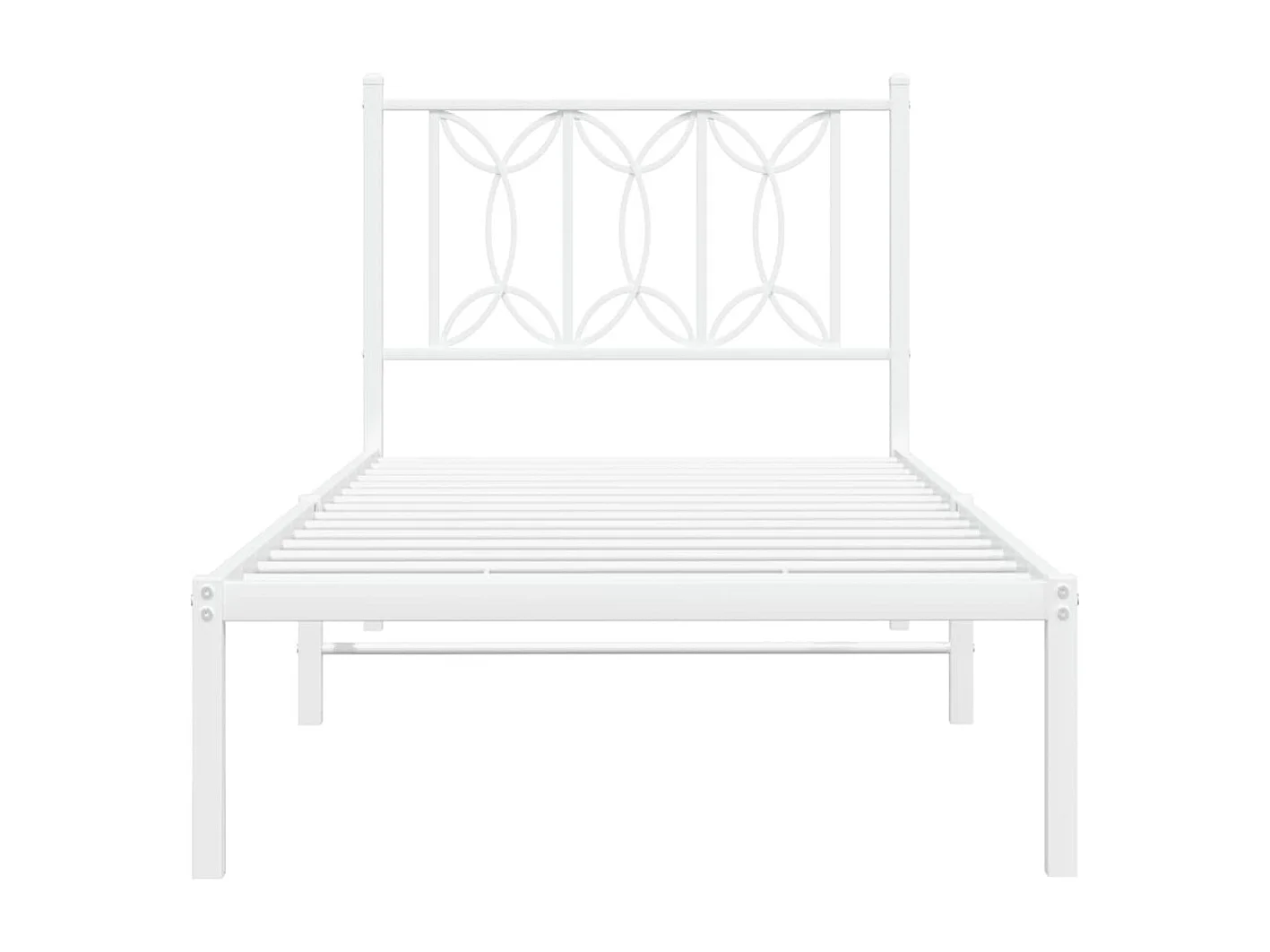 Cadre de lit métal sans matelas avec tête de lit blanc 90x200cm