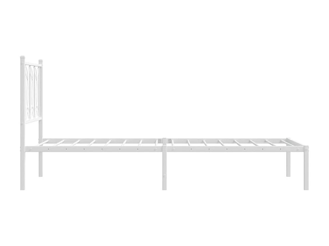 Cadre de lit métal sans matelas avec tête de lit blanc 90x200cm