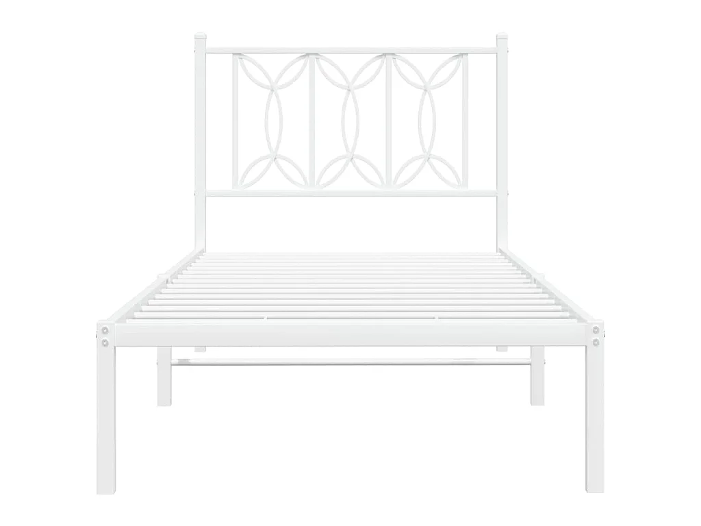 Cadre de lit métal sans matelas avec tête de lit blanc 90x200cm