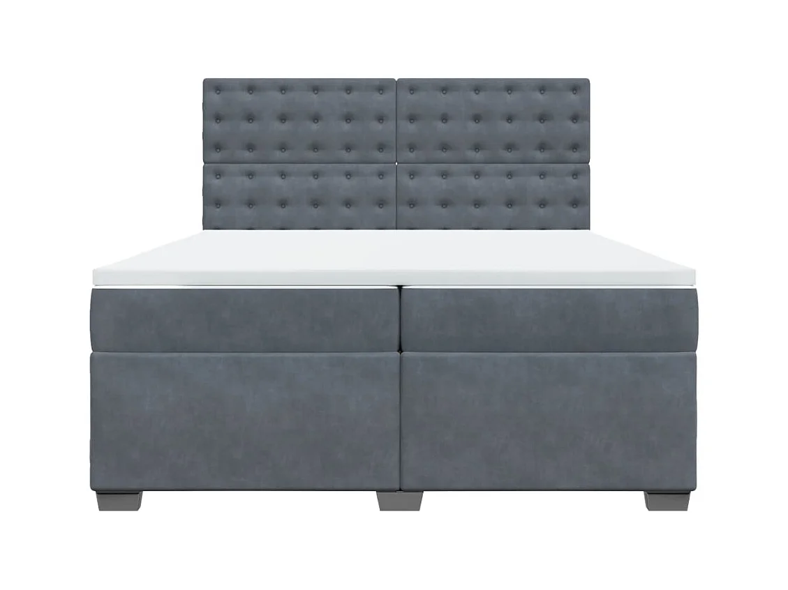 Sommier à lattes de lit et matelas Gris foncé 200x200cm Velours