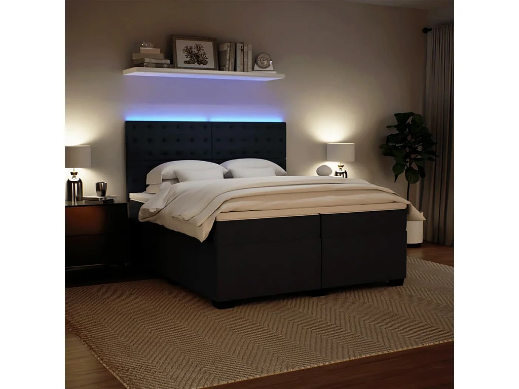 Sommier à lattes de lit et matelas Gris foncé 200x200cm Velours