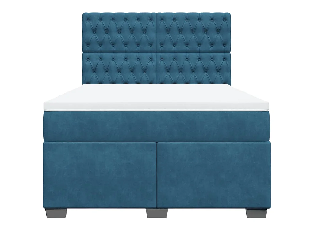 Boxspring met matras fluweel blauw 140x190 cm