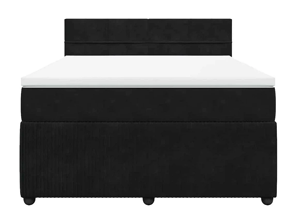 Boxspringbett mit Matratze Schwarz 160x200 cm Samt