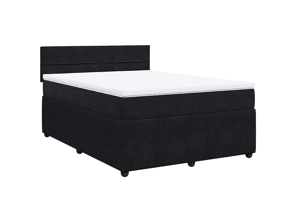 Boxspring met matras fluweel zwart 160x200 cm
