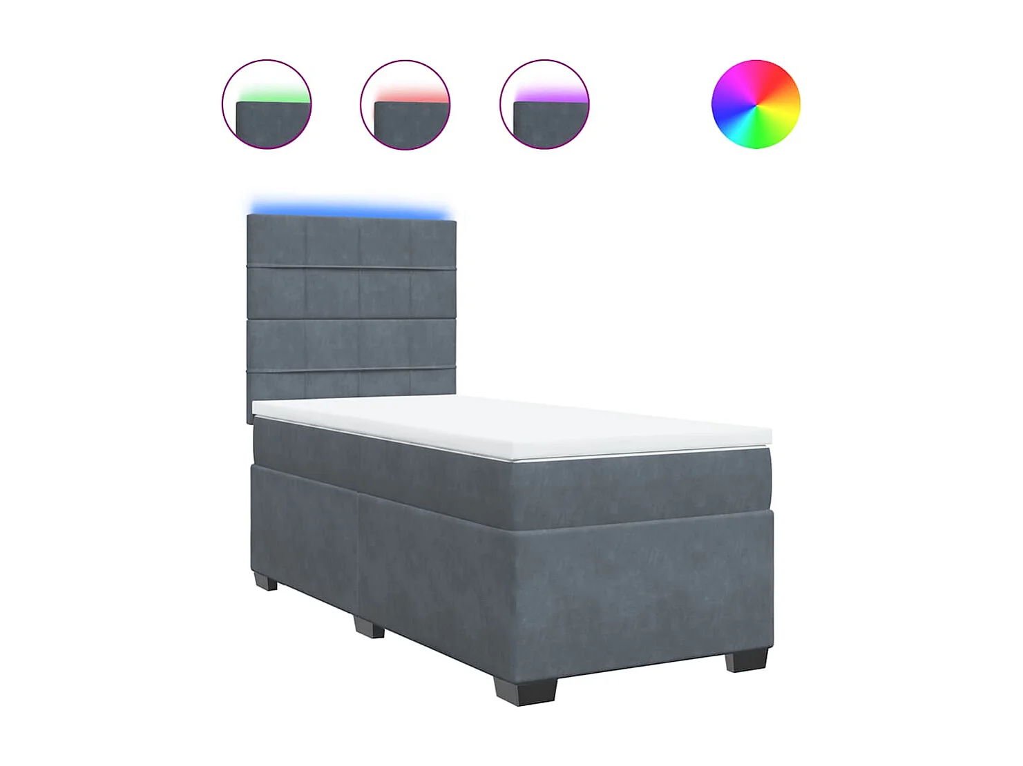 Boxspringbett mit Matratze Dunkelgrau 80x200 cm Samt