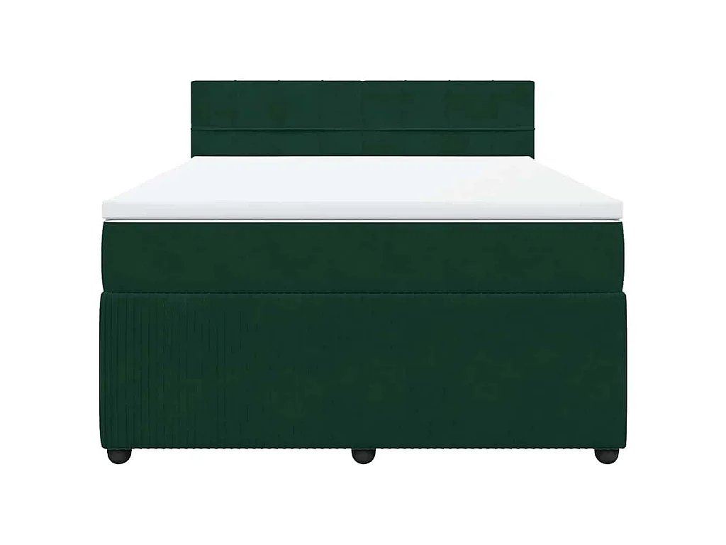Boxspringbett mit Matratze Dunkelgrün 160x200 cm Samt