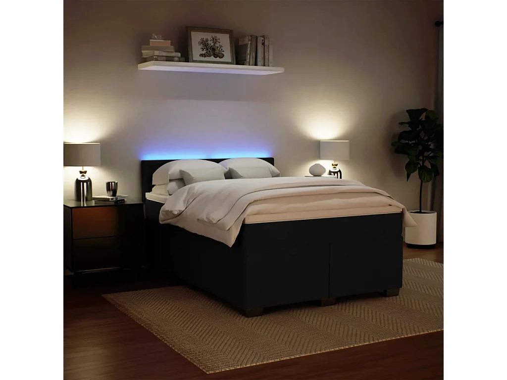 Boxspringbett mit Matratze Schwarz 160x200 cm Samt