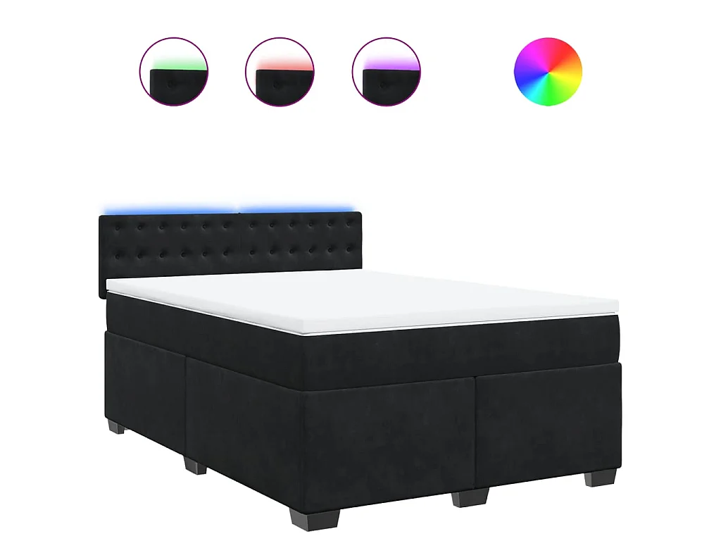 Boxspringbett mit Matratze Schwarz 160x200 cm Samt