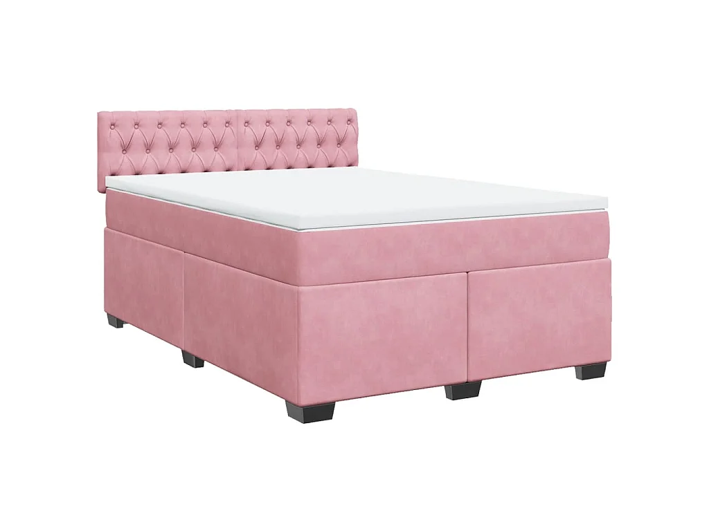 Boxspring met matras fluweel roze 140x190 cm