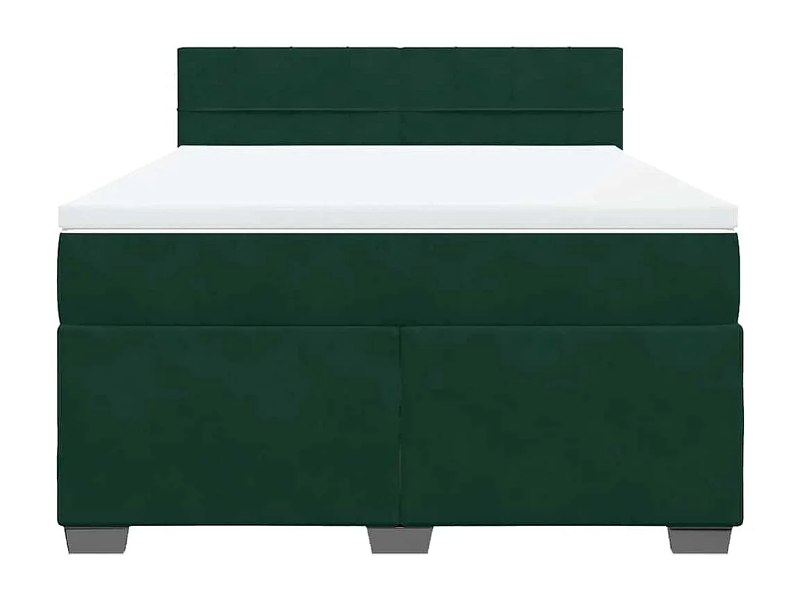 Cama box spring con colchón terciopelo verde oscuro 140x200 cm